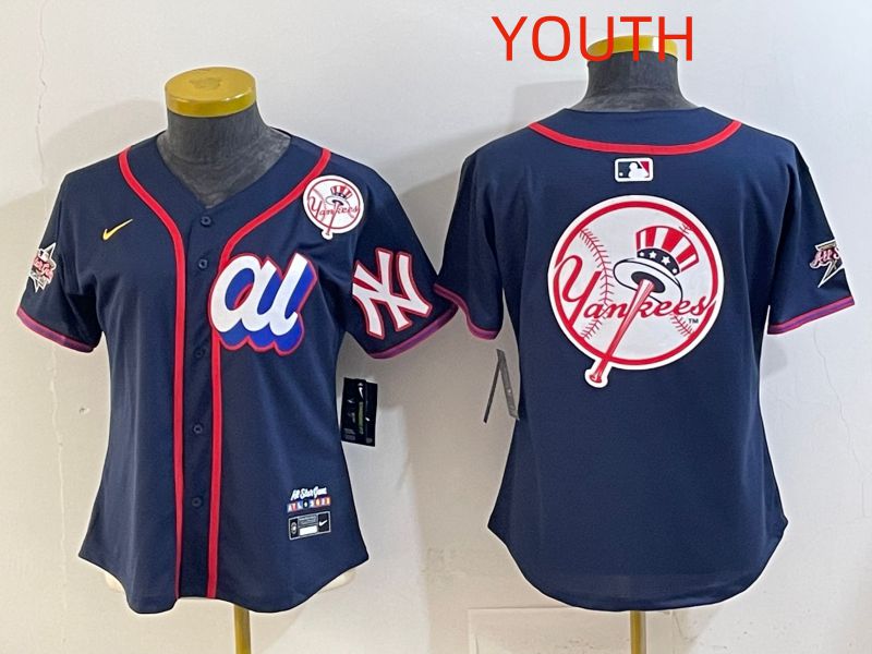 Youth 2025 New York Yankees Blank Drak Blue All star Nike MLB Jersey style 017-0